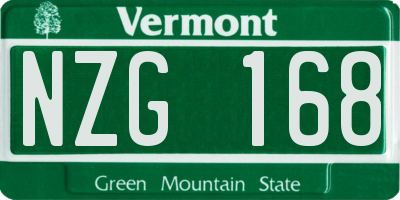 VT license plate NZG168