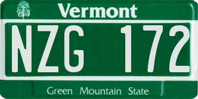 VT license plate NZG172