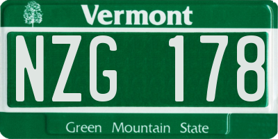 VT license plate NZG178