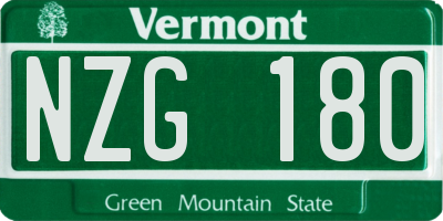 VT license plate NZG180