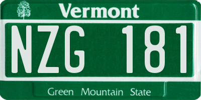 VT license plate NZG181