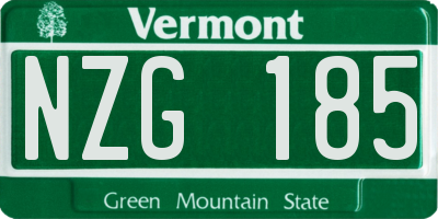 VT license plate NZG185