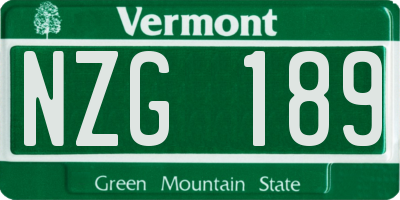 VT license plate NZG189