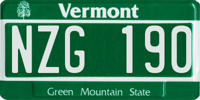 VT license plate NZG190