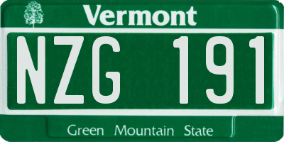 VT license plate NZG191