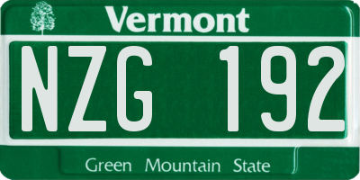 VT license plate NZG192