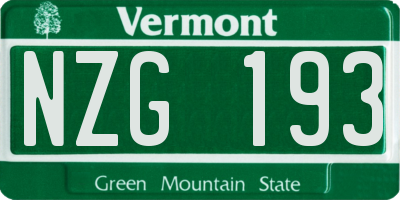 VT license plate NZG193