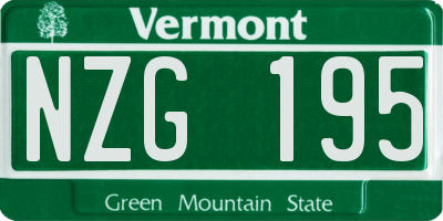 VT license plate NZG195