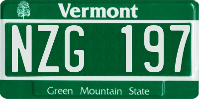 VT license plate NZG197