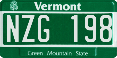VT license plate NZG198