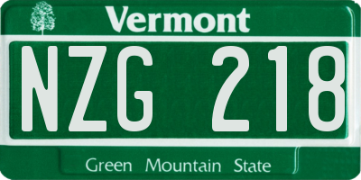 VT license plate NZG218