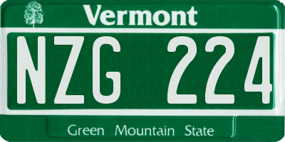 VT license plate NZG224