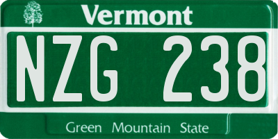 VT license plate NZG238