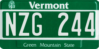 VT license plate NZG244