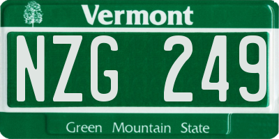 VT license plate NZG249