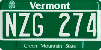 VT license plate NZG274