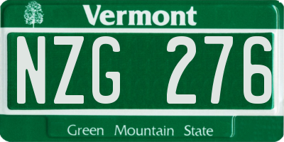 VT license plate NZG276