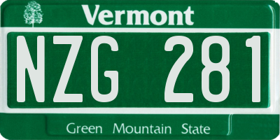 VT license plate NZG281