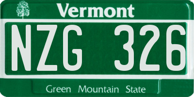 VT license plate NZG326
