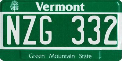 VT license plate NZG332