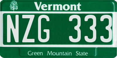 VT license plate NZG333