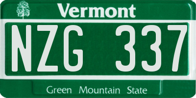 VT license plate NZG337