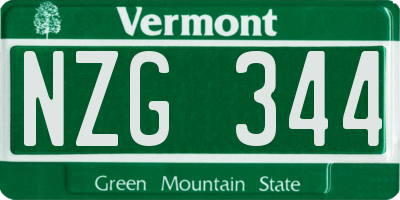 VT license plate NZG344