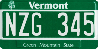 VT license plate NZG345