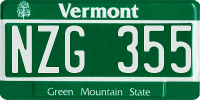 VT license plate NZG355