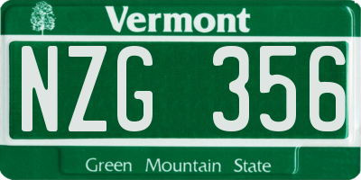 VT license plate NZG356
