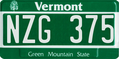 VT license plate NZG375
