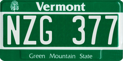 VT license plate NZG377