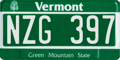 VT license plate NZG397
