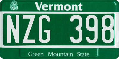 VT license plate NZG398