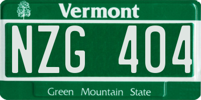 VT license plate NZG404