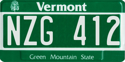 VT license plate NZG412