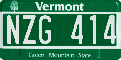 VT license plate NZG414