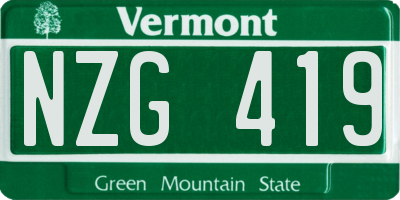 VT license plate NZG419