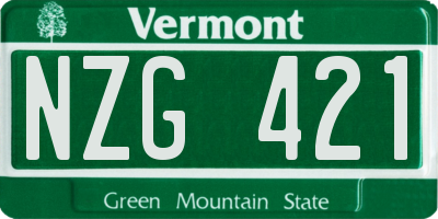 VT license plate NZG421