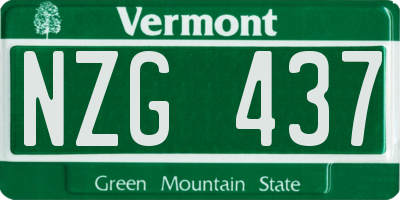 VT license plate NZG437