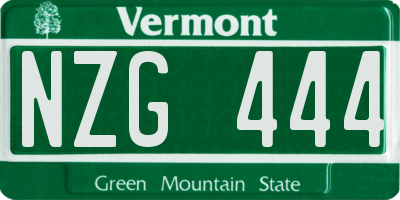 VT license plate NZG444