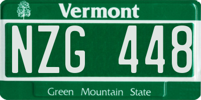 VT license plate NZG448