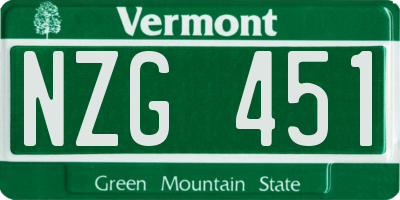 VT license plate NZG451