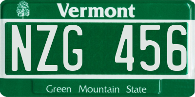 VT license plate NZG456