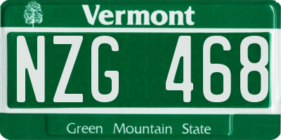 VT license plate NZG468