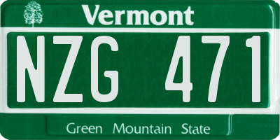 VT license plate NZG471