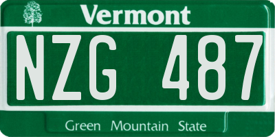 VT license plate NZG487