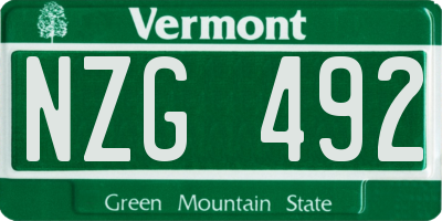 VT license plate NZG492
