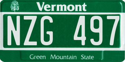 VT license plate NZG497