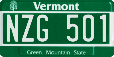 VT license plate NZG501